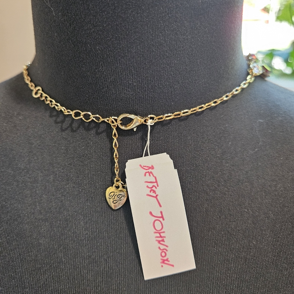 Betsey Johnson Surreal Forest Shakey Flower Collar Necklace Multi Crystals NWT - Picture 3 of 14